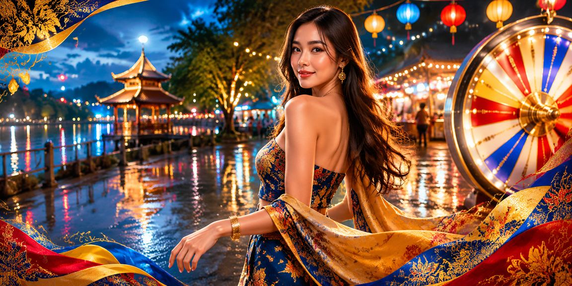 Tema roda roulette dengan motif batik Malaysia yang menggabungkan elemen kasino dan budaya tempatan